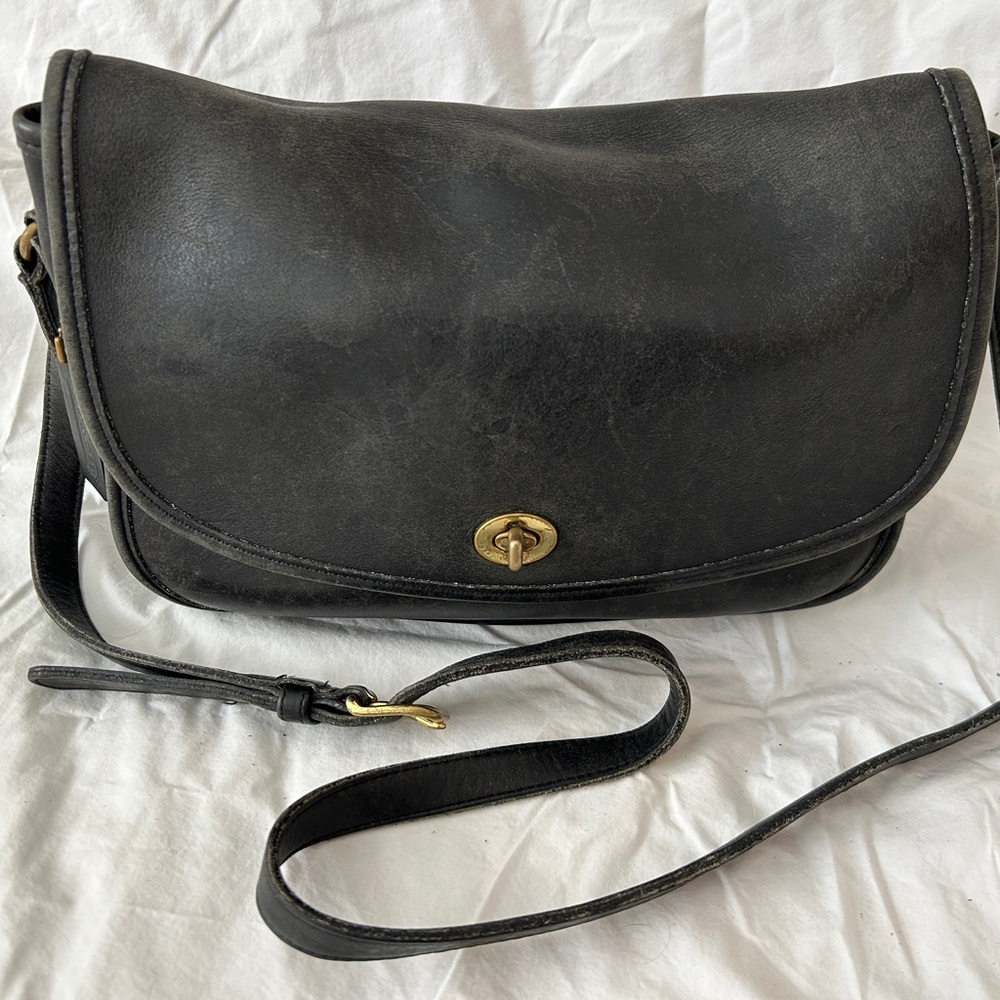 Coach Black Crossbody Bag with Gold Accents